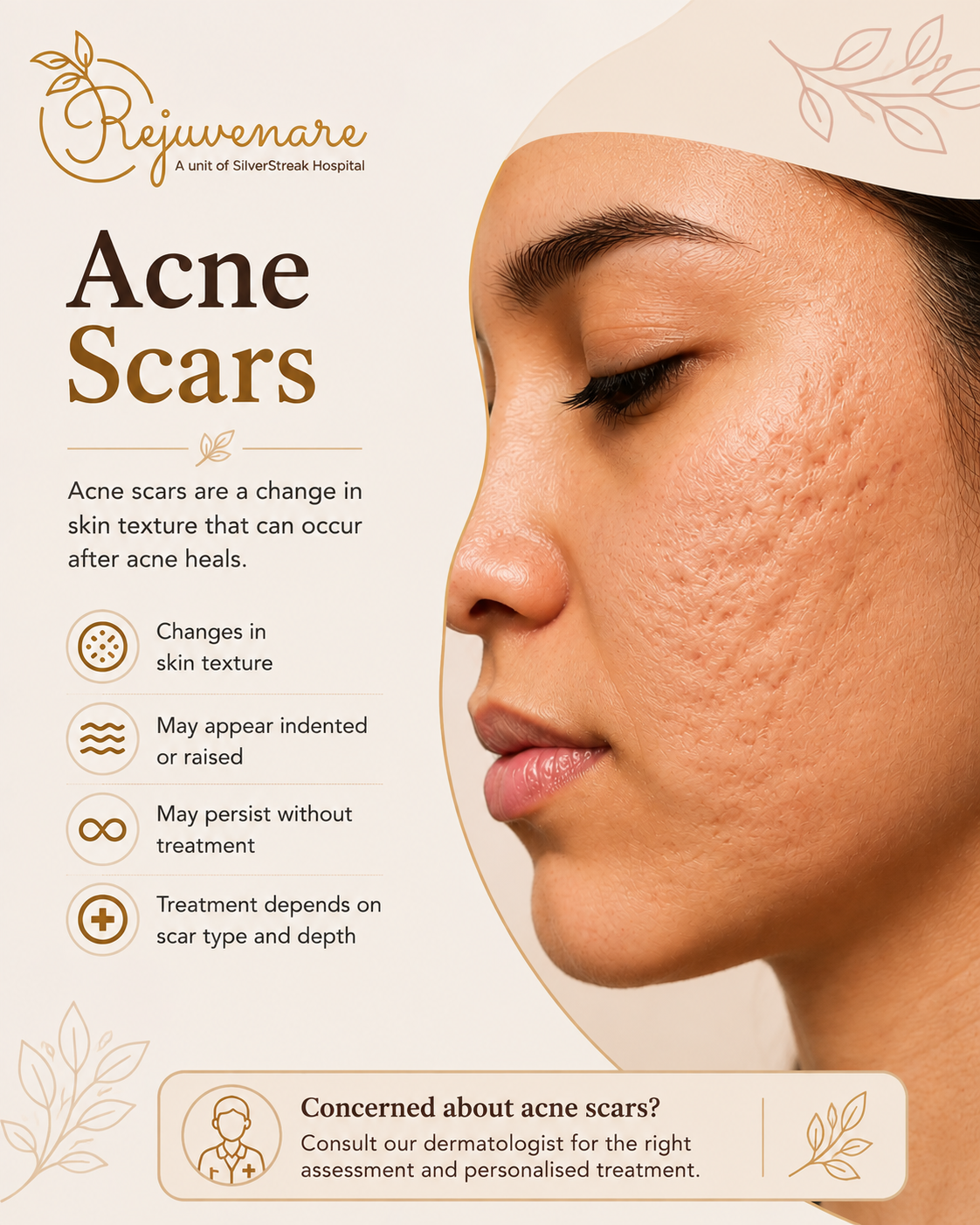 Acne scars — textural skin changes